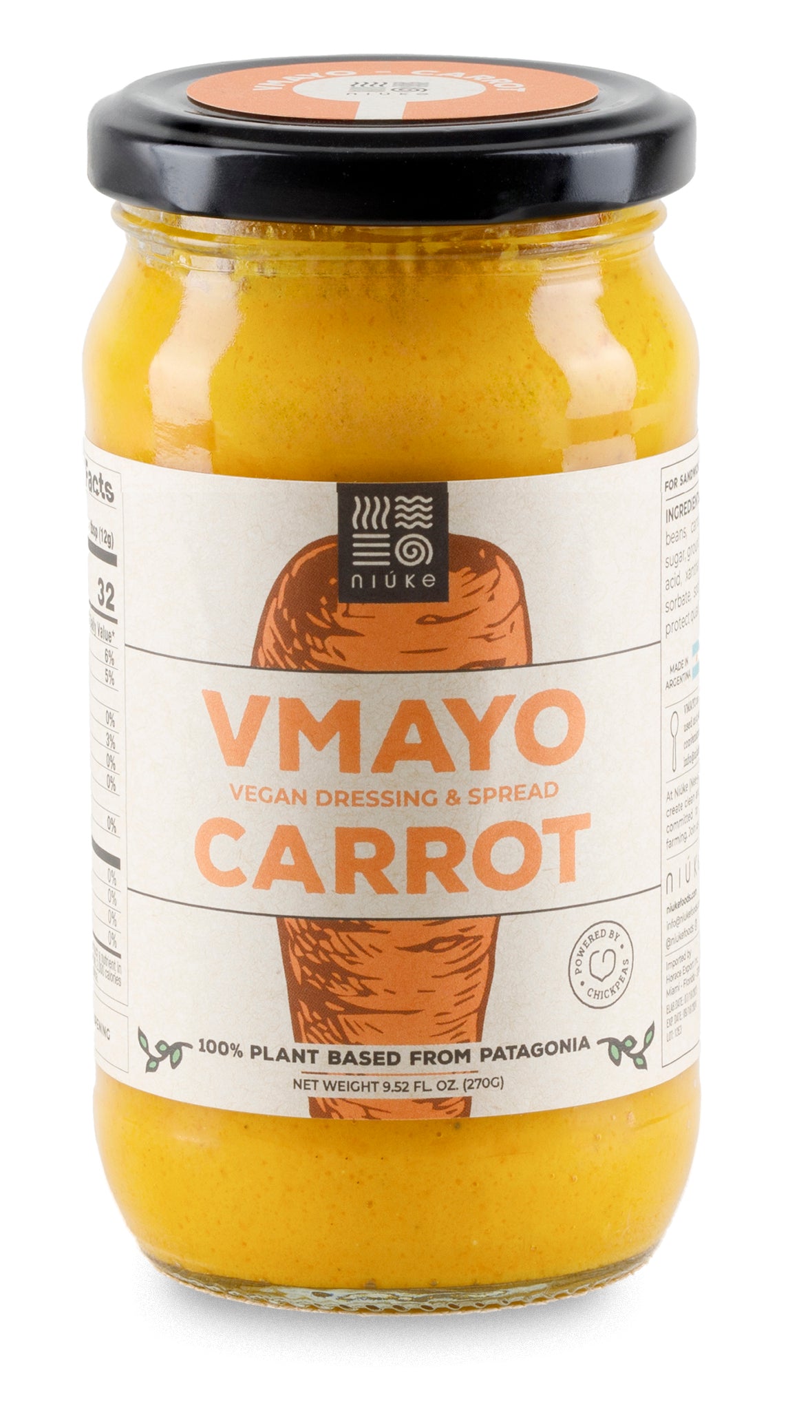 CARROT Vegan Mayo, Gluten Free & Dairy Free Mayonnaise, Plant Based Carrot Spreads Niuke Foods