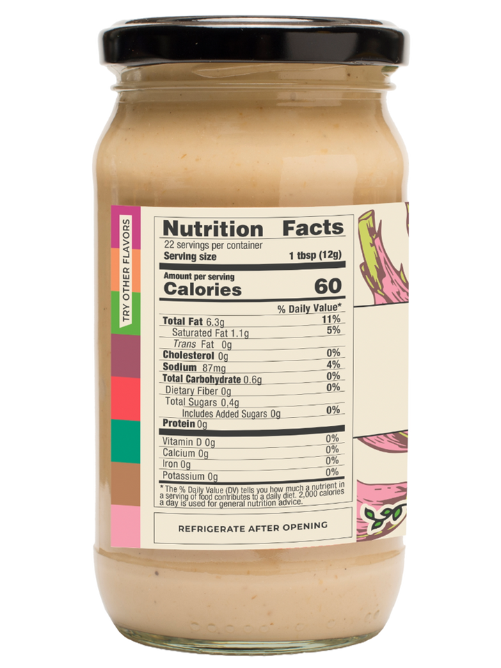 VMAYO Garlic Nutrition Label on Jar